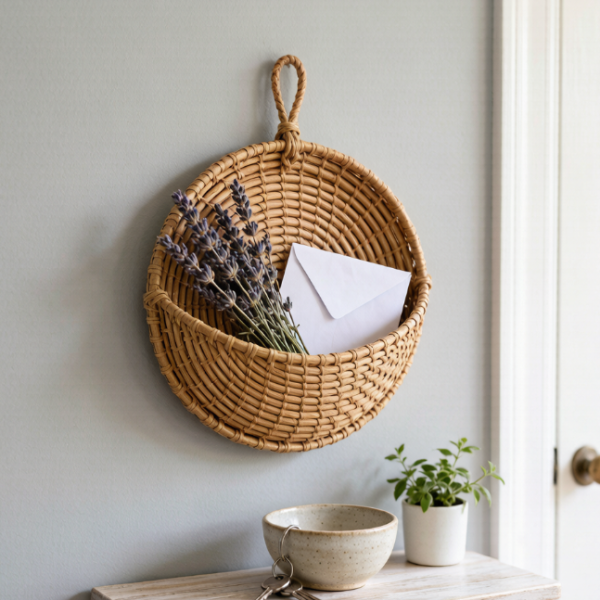 Round Rattan Wall Storage Basket